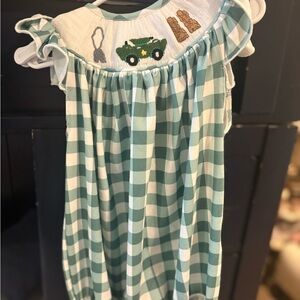 Green Checkered Kids One Piece